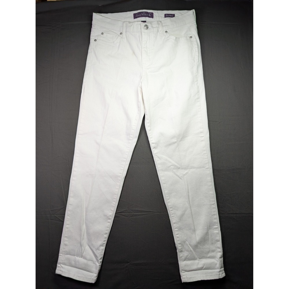 Gloria Vanderbilt White Boyfriend Jeans Womens Size 6 Mid Rise Straight Leg